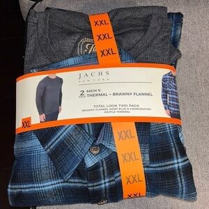 New Jachs New York Men’s Waffle Thermal & Flannel Shirt Set Size XXL